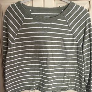Aerie green/cream stripped shirt